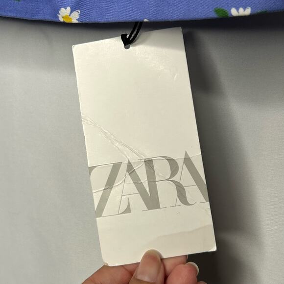 Zara daisy printed blue crop tank top womens size medium - Picture 6 of 7